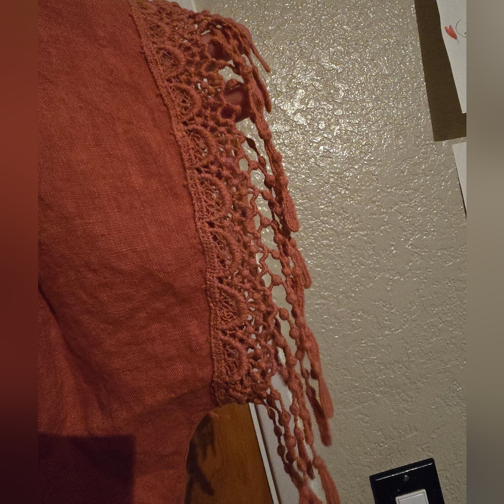 Valentina Naldi Elegant Fringe Women's Shawl - Coral - Picture 6 of 9